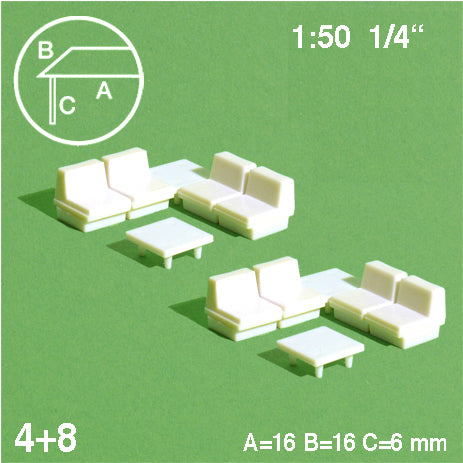 COUCH SETS w/ COFFEE TABLES, M=1:50 WHITE / 1:50 / N/A