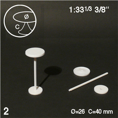 BAR TABLES, M=1:33 WHITE / 1:33 / D = 26 MM