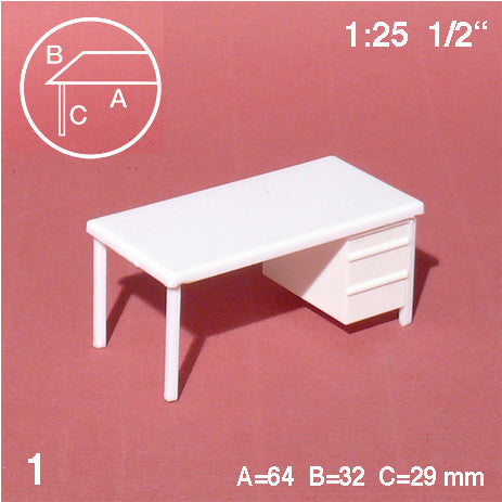 DESK w/ DRAWER, M=1:25 WHITE / 1:25 / N/A