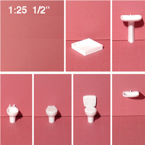 SET OF BATHROOM APPLIANCES, M=1:25 WHITE / 1:25 / N/A