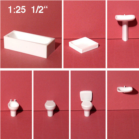 SET OF BATHROOM APPLIANCES, M=1:25 WHITE / 1:25 / N/A