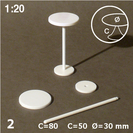 BAR TABLES, M=1:20 WHITE / 1:20 / D = 30 MM